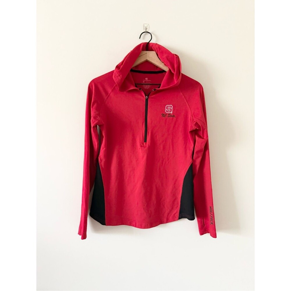 NC State Colosseum Long Sleeve Red & Black Half-Zip Light Weight Hoodie Size M